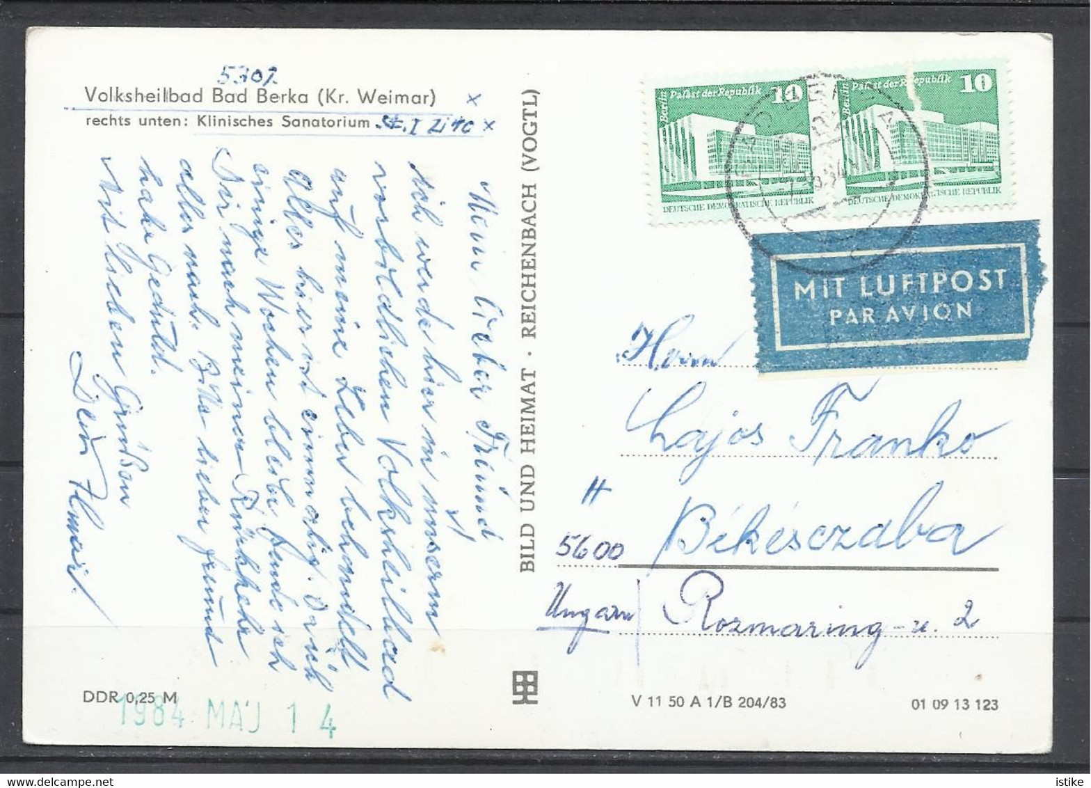 Germany, Bad Berka, Multi View, Air Mail Label, 1964. - Bad Berka