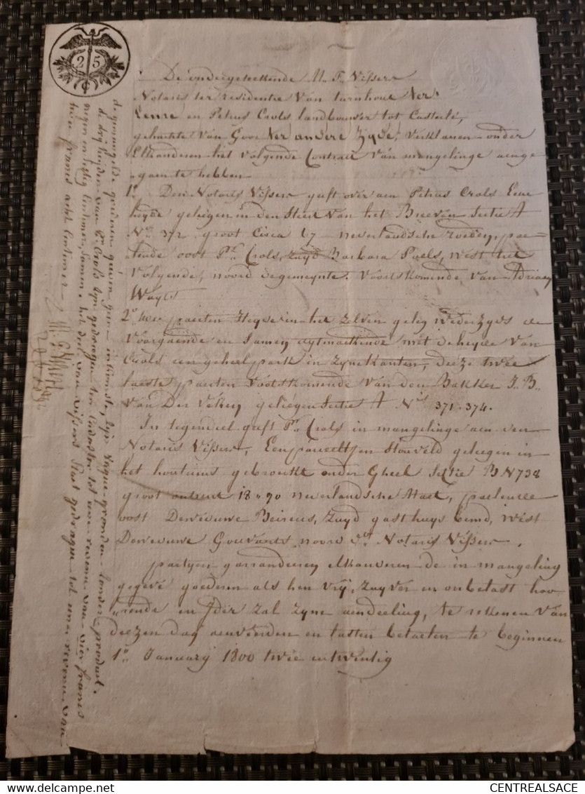 Papier   Timbre   Belgique 1821  Texte En Flamand - Documents