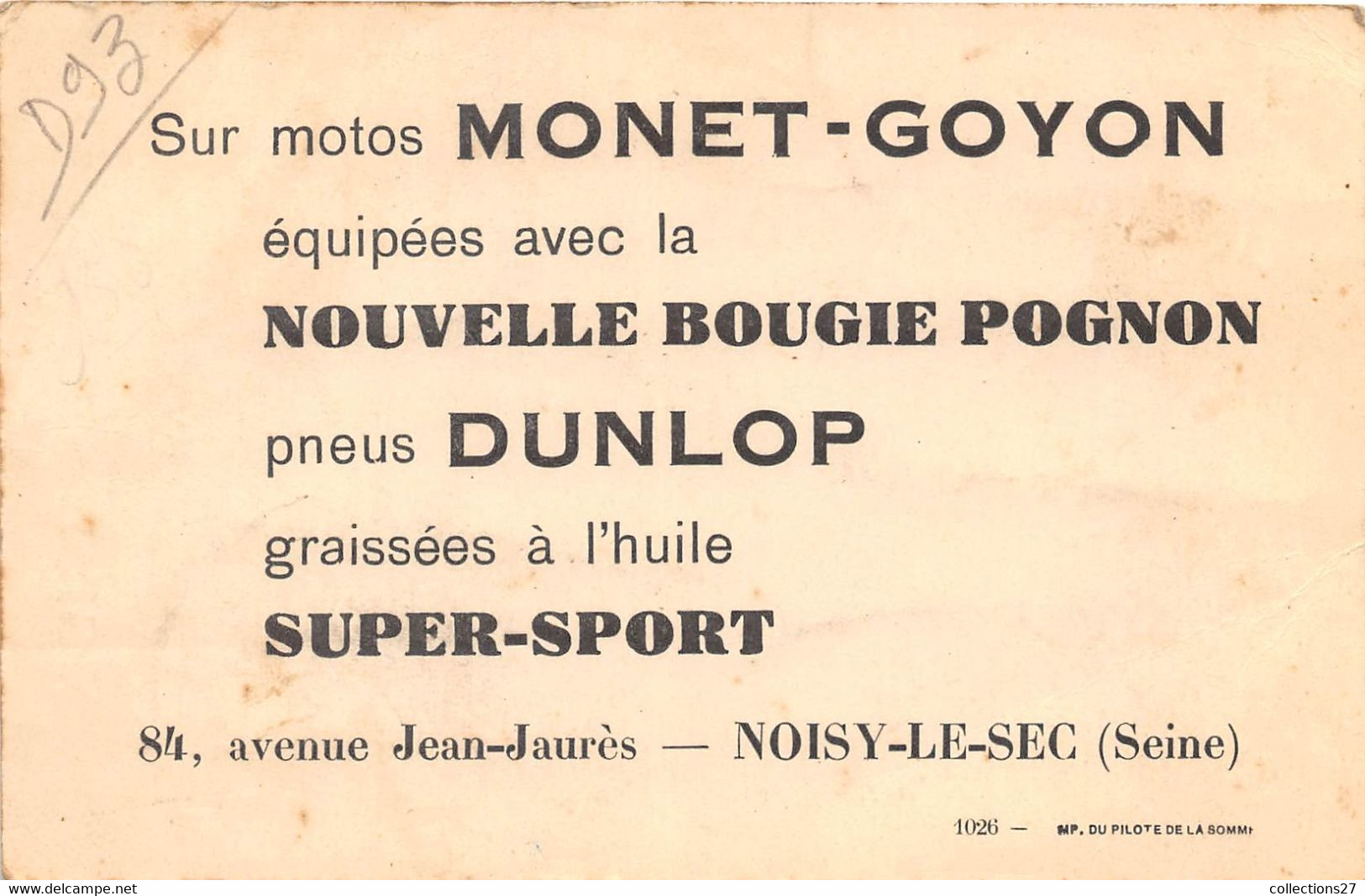 93-NOISY-LE-SEC- LE GLOBE INFERNAL SUR MOTO MONET-GOYON - Noisy Le Sec