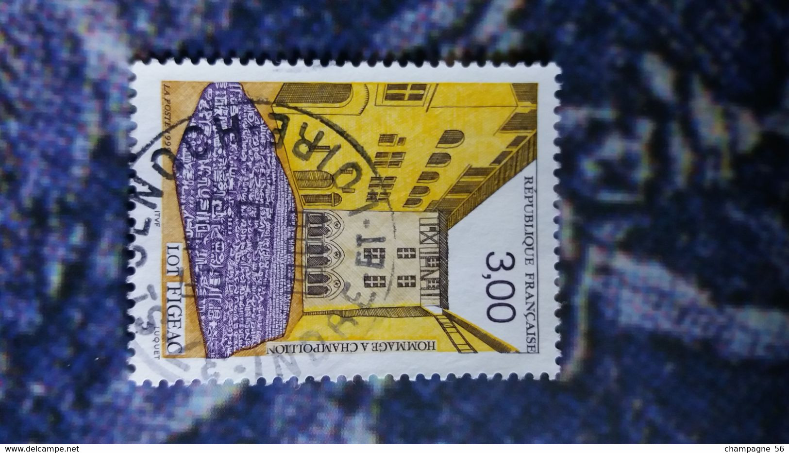 1999  N° 3256  OBLITERE  ?.9.1999 COULEUR DEPLACER ET LETTRE N EFFACER CHAMPOLLION SCANNE N° 3 PAS A VENDRE - Used Stamps