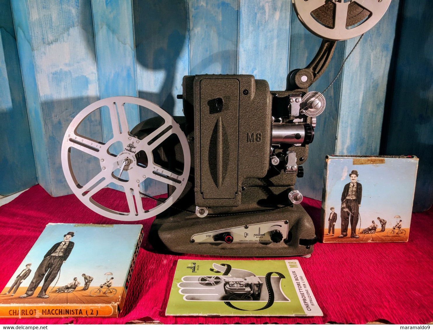 Proiettore Vintage 8mm  BOLEX M8 Del 1950 FUNZIONANTE + Manuale +2 Film +Scatola - Film Projectors