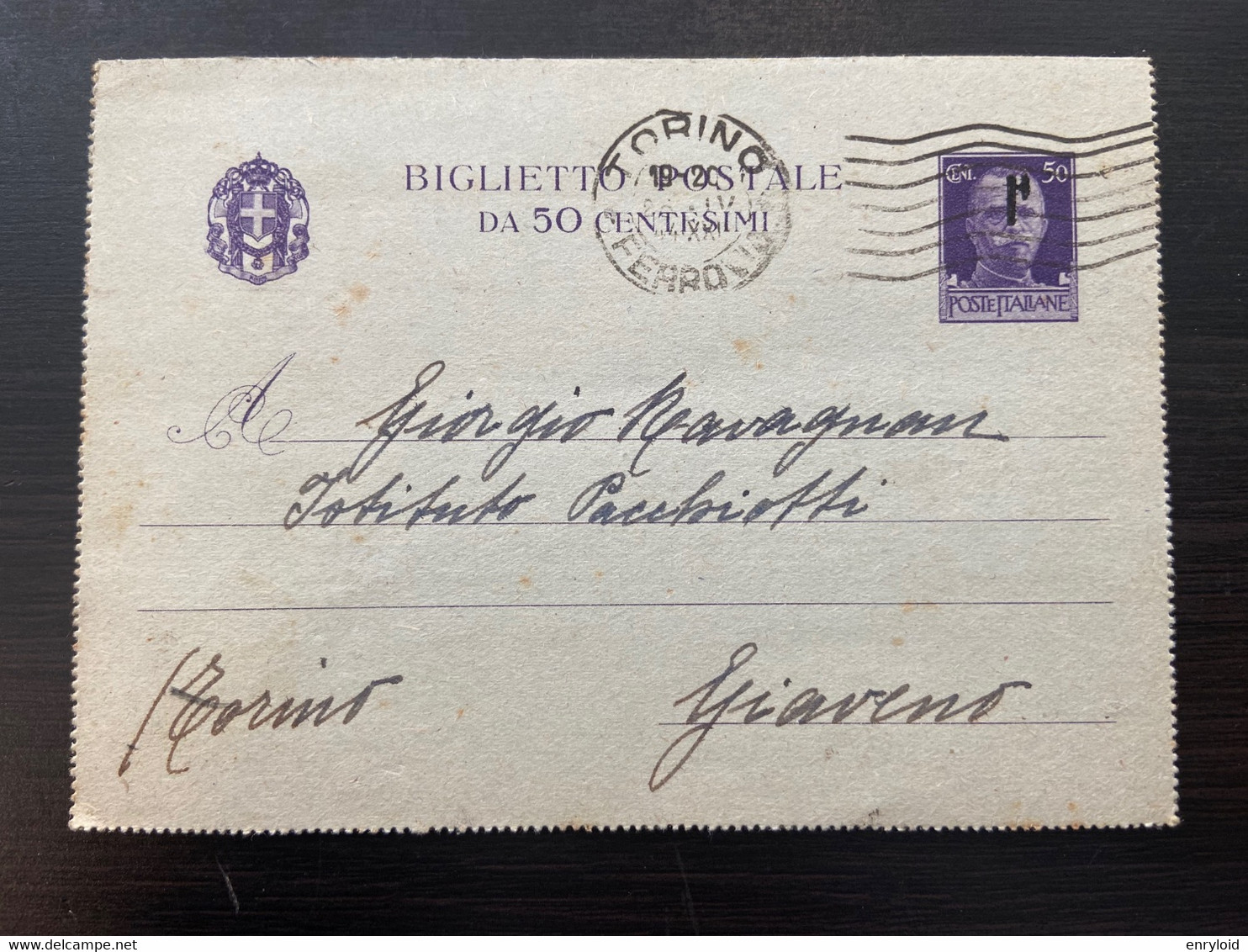 Rsi Fascio Nero Su 50 C. 26.4.1944 Biglietto Postale Curiosità Biglietto Postale Stampa Fascio Su 50 Centesimi 26.4.1944 - Interi Postali