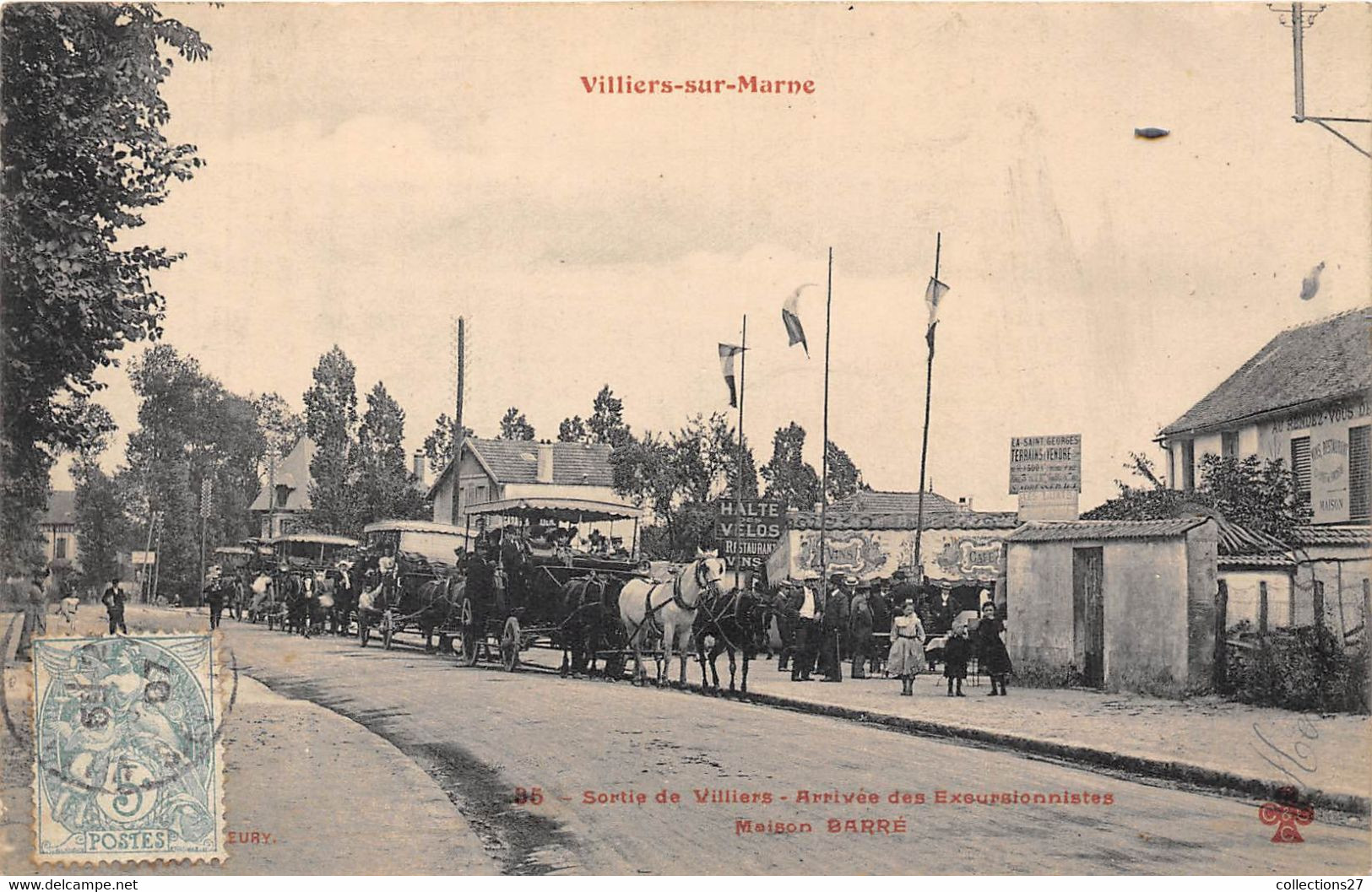 94-VILLIERS-SUR-MARNES-SORTIE DE VILLIERS ARRIVEE DES EXCURSIONNISTES , MAISON BARRE - Villiers Sur Marne