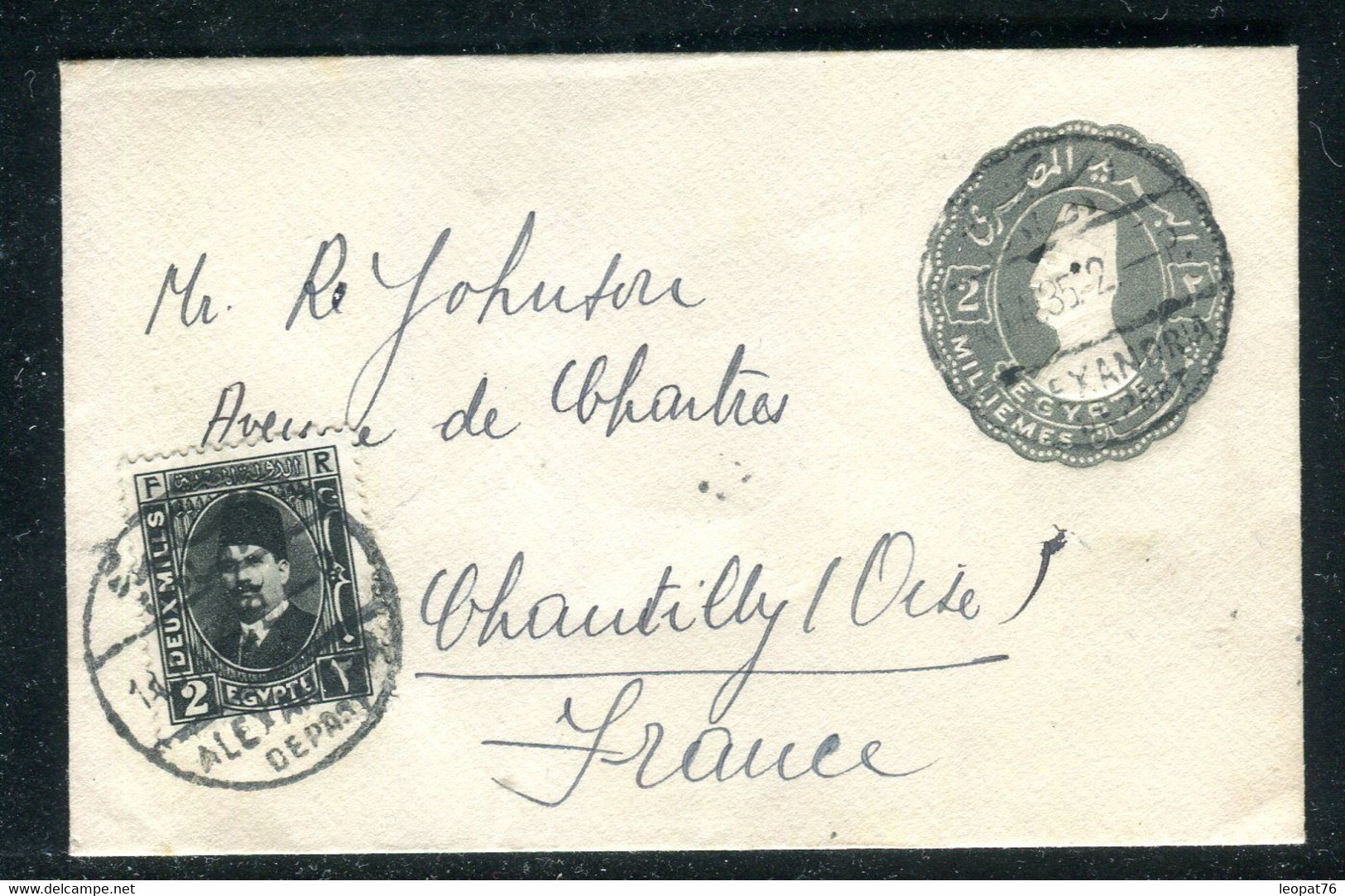 Egypte - Entier Postal + Complément De Alexandrie Pour Chantilly En 1935 - O 159 - Brieven En Documenten