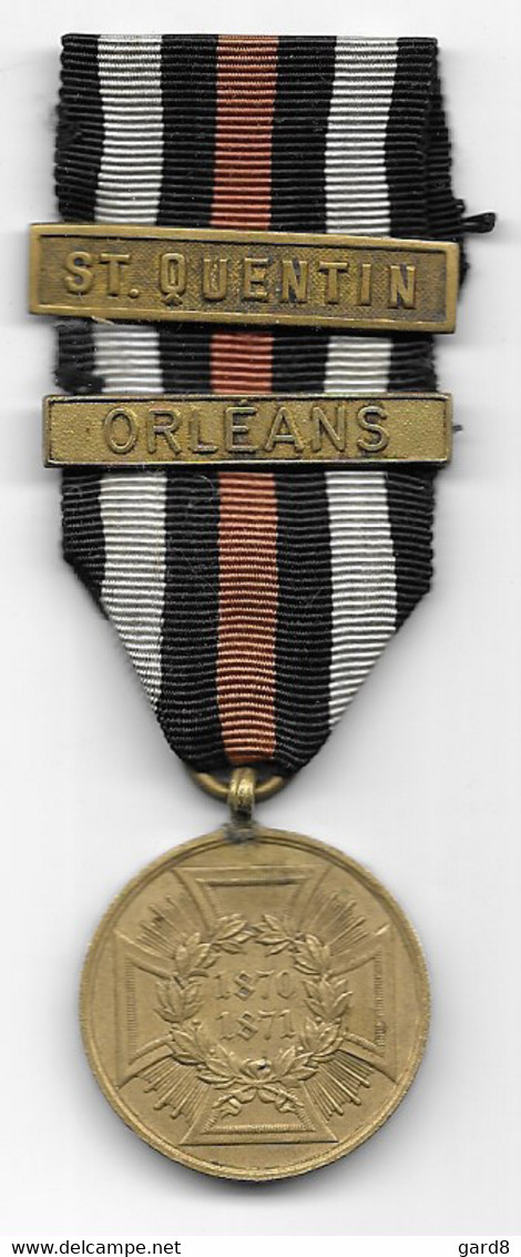 Médaille Commémorative De La Guerre De 1870/71 Avec Barrettes Des Batailles De St Quentin Et Orléans - Duitsland