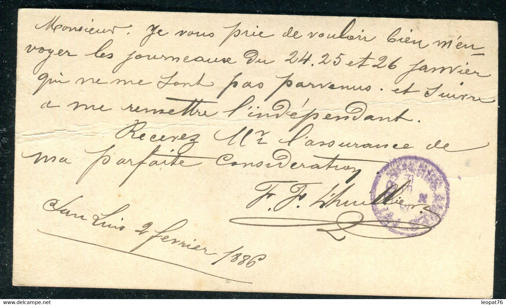 Argentine - Entier Postal ( Pli Central Visible Au Verso ) De San Luis Pour Buenos Aires En 1886 - O 165 - Postwaardestukken