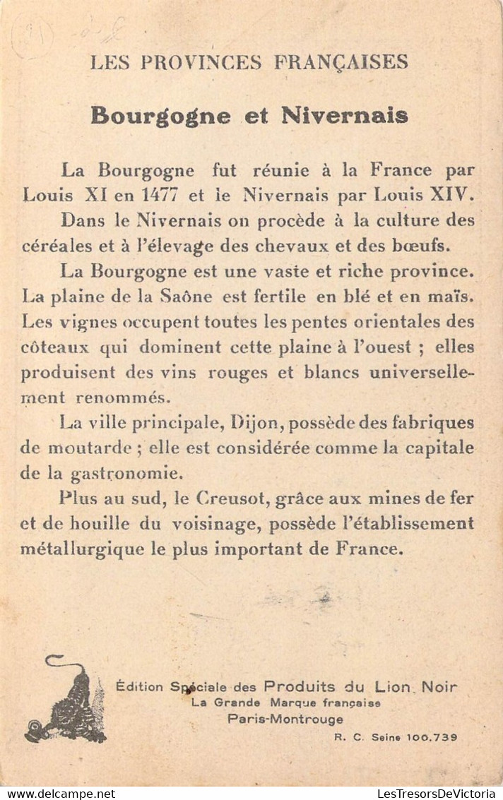 CHROMO - LES PROVINCES FRANCAISES - BOURGOGNE NIVERNAIS Historique De La Région - Other & Unclassified