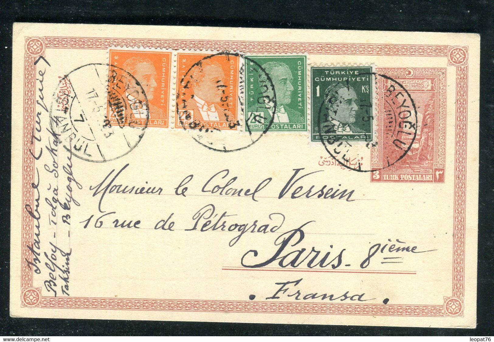 Turquie - Entier Postal + Compléments De Istanbul Pour Paris ( France ) En 1933 - O 184 - Postal Stationery