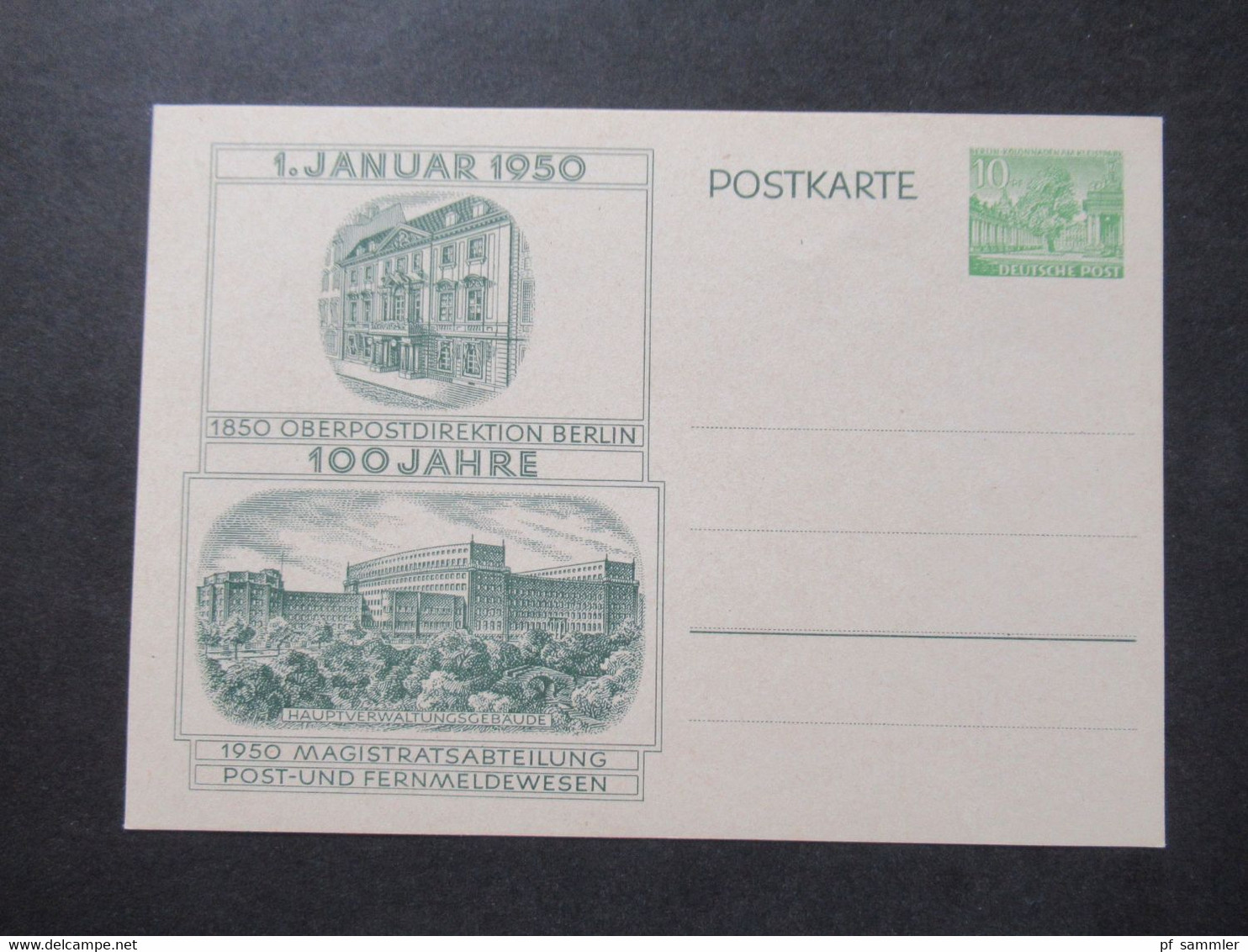 Berlin (West) 1950 Sonderpostkarte 100 Jahre Oberpostdirektion Berlin P 11 Ungebraucht - Cartes Postales - Neuves