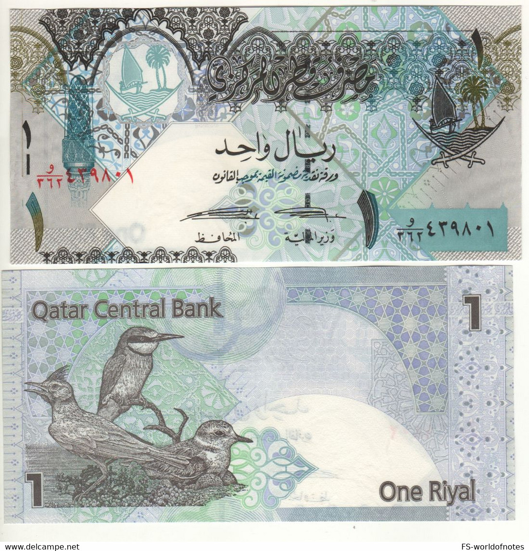 QATAR  1 Riyal   P28b     (ND  2008-15    Birds Of Qatar At Back )  UNC - Qatar