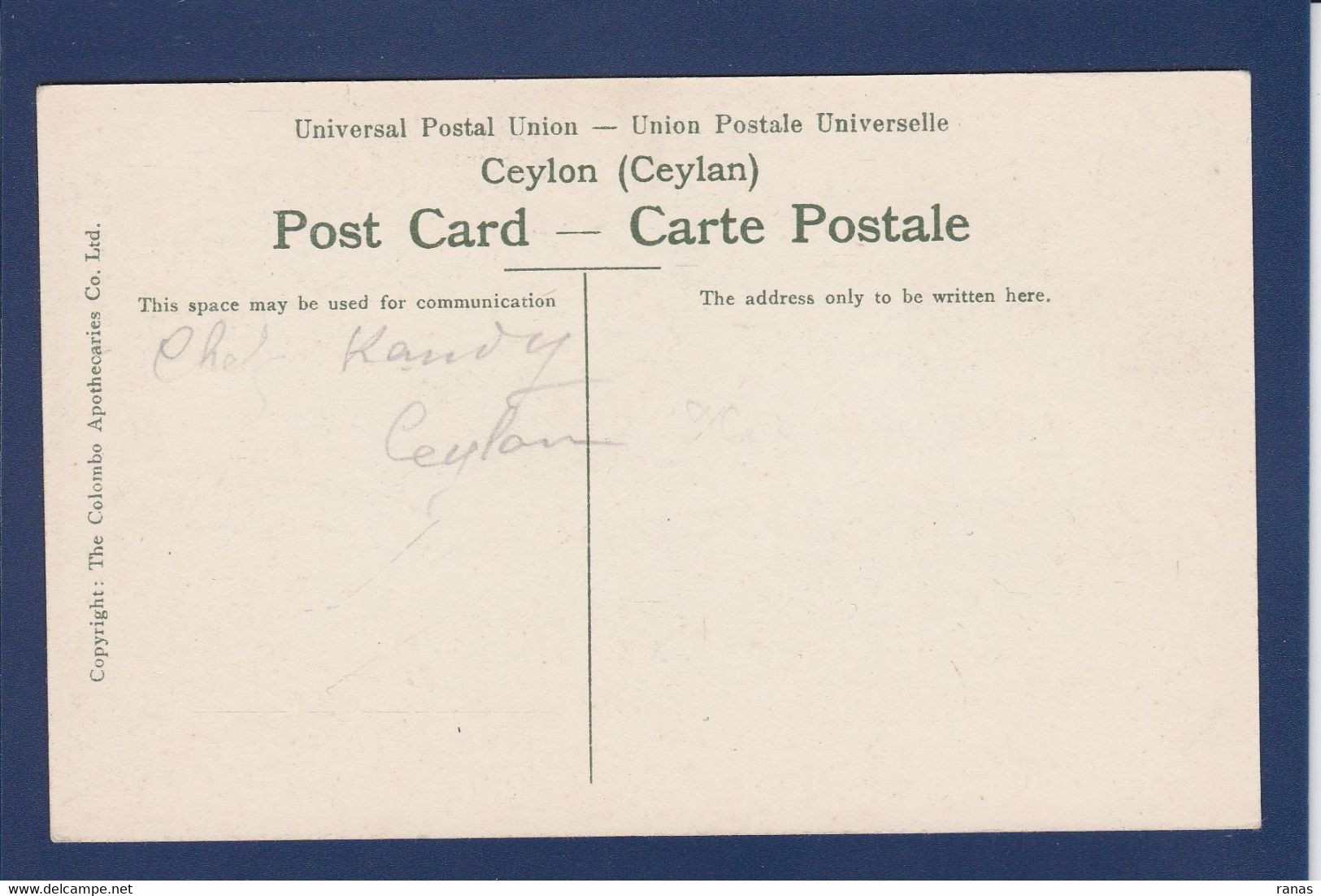 CPA Ceylon Ceylan Non Circulé Type Voir Dos - Sri Lanka (Ceylon)