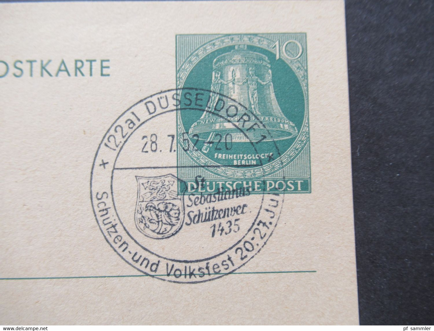 Berlin (West) 1951 Sonderpostkarte Berliner Festwochen Ganzsache P 26 SSt Düsseldorf 1 Sebastianus Schützenver. Volksfes - Postkarten - Gebraucht