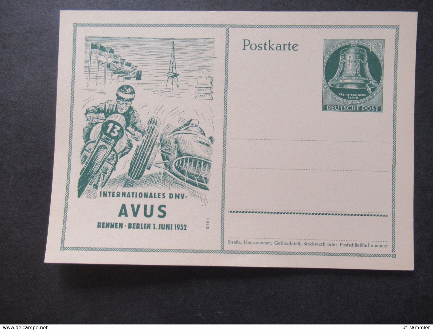 Berlin (West) 1952 Sonderpostkarte Auto Und Motorradrennen Avus Ganzsache P 30 Ungebraucht - Postcards - Mint