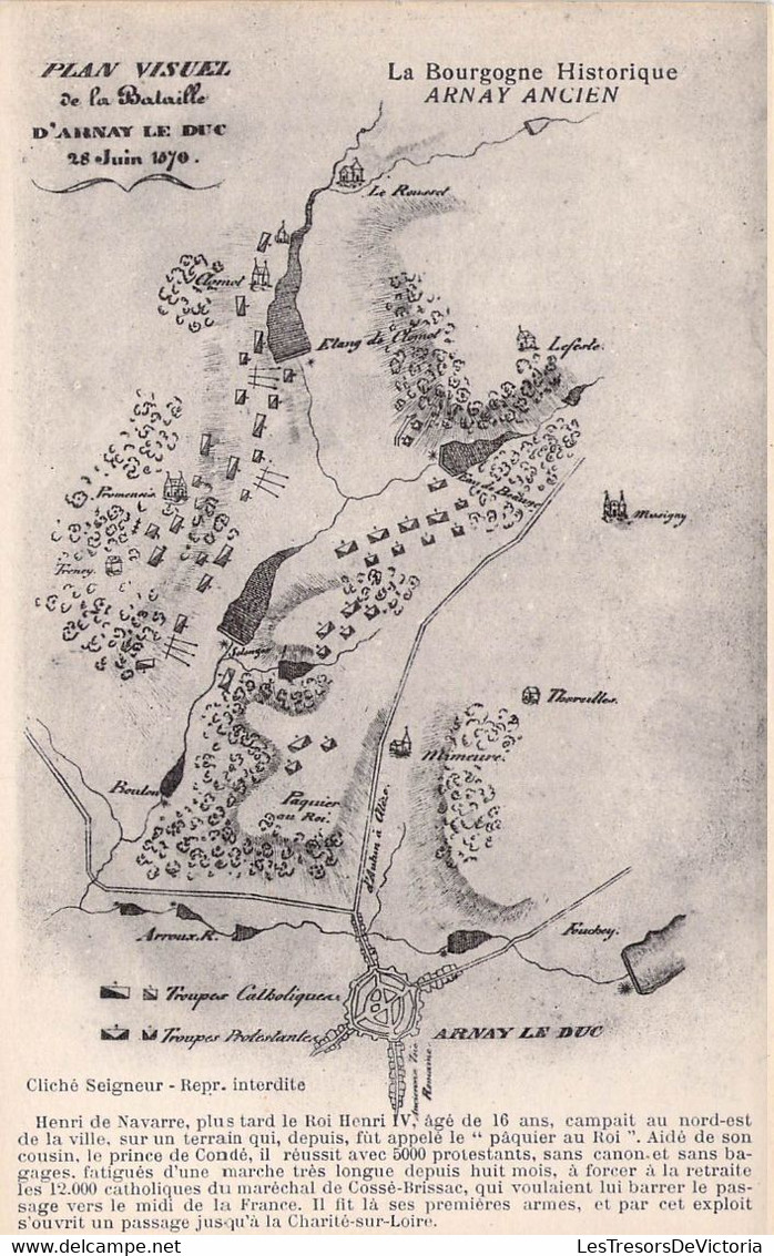 CPA FRANCE - 21 - ARNAY ANCIEN - La Bourgogne Historique - Plan Visuel De La Bataille - Arnay Le Duc