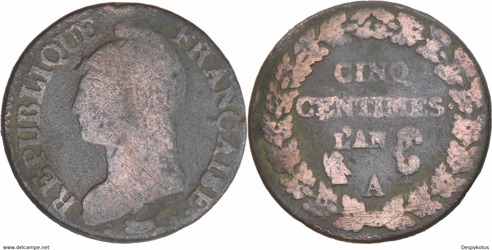 France - An 6 (1798) - 5 Centimes - Paris (A) - 09-146 - 1795-1799 French Directory