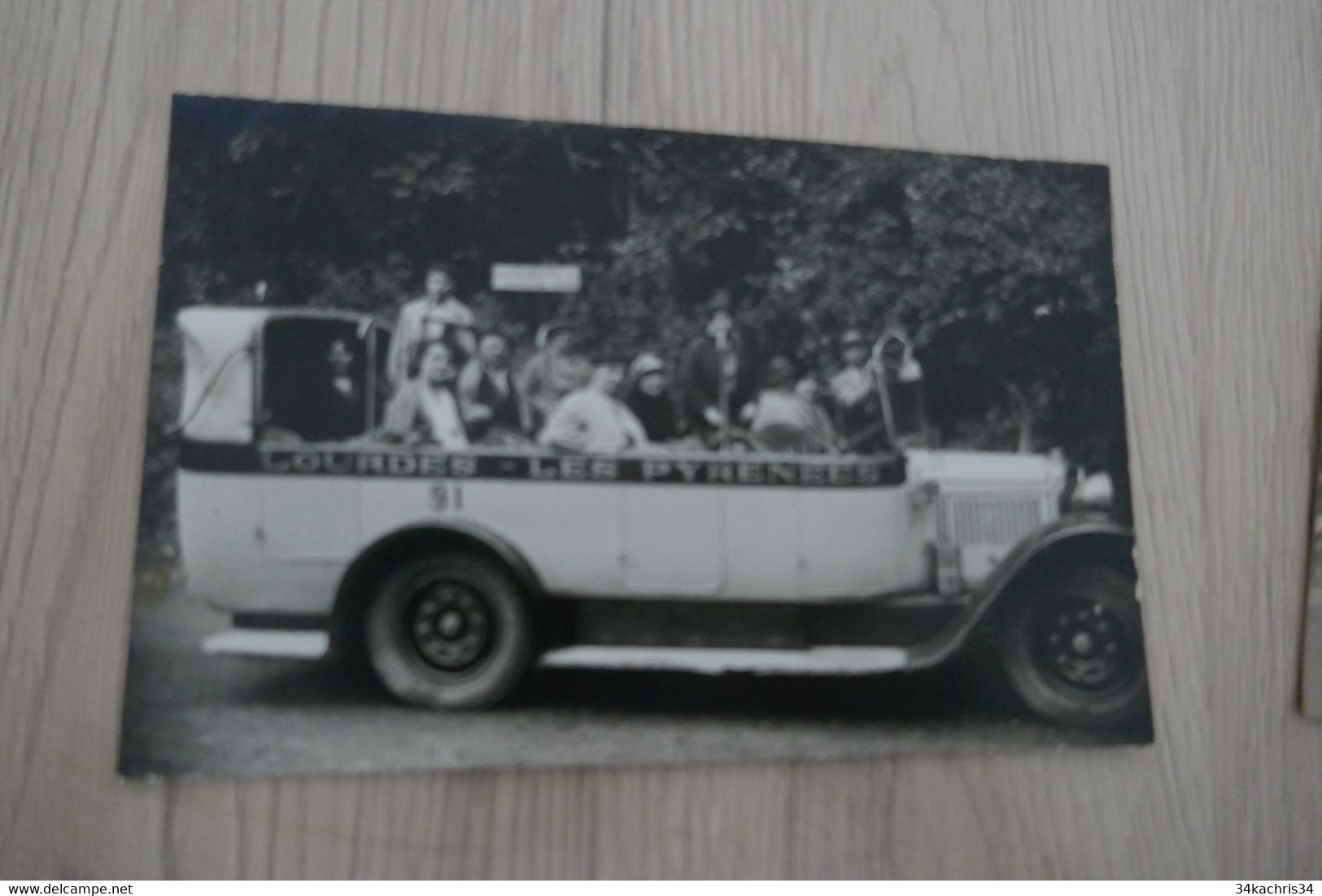 Carte Photo 65 Hautes Pyrénées Autocar Touristes Pub Photo Raoul - Bus & Autocars