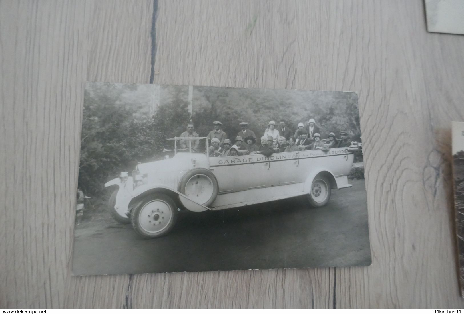 Carte Photo 65 Hautes Pyrénées Autocar Touristes Pub Garage Didelin - Buses & Coaches