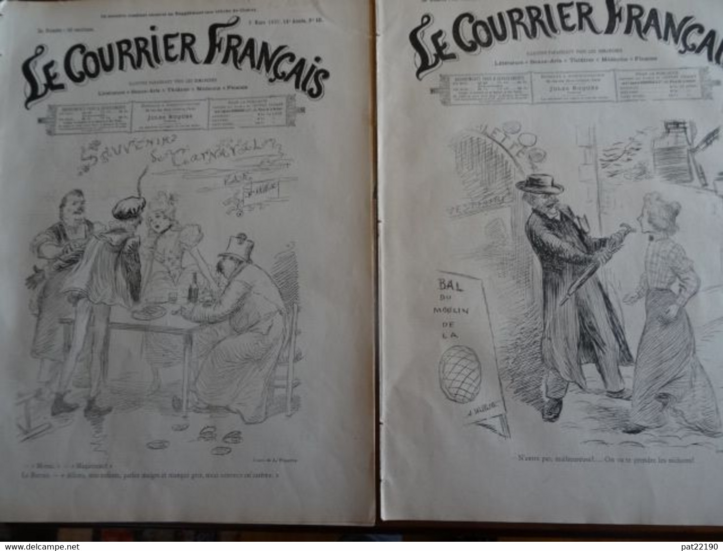 Lot 2 Revues Le Courrier Français1897 Menu Poule Au Pot Issouden Jules Cheret Leonie Laporte Cadouin - Magazines - Before 1900