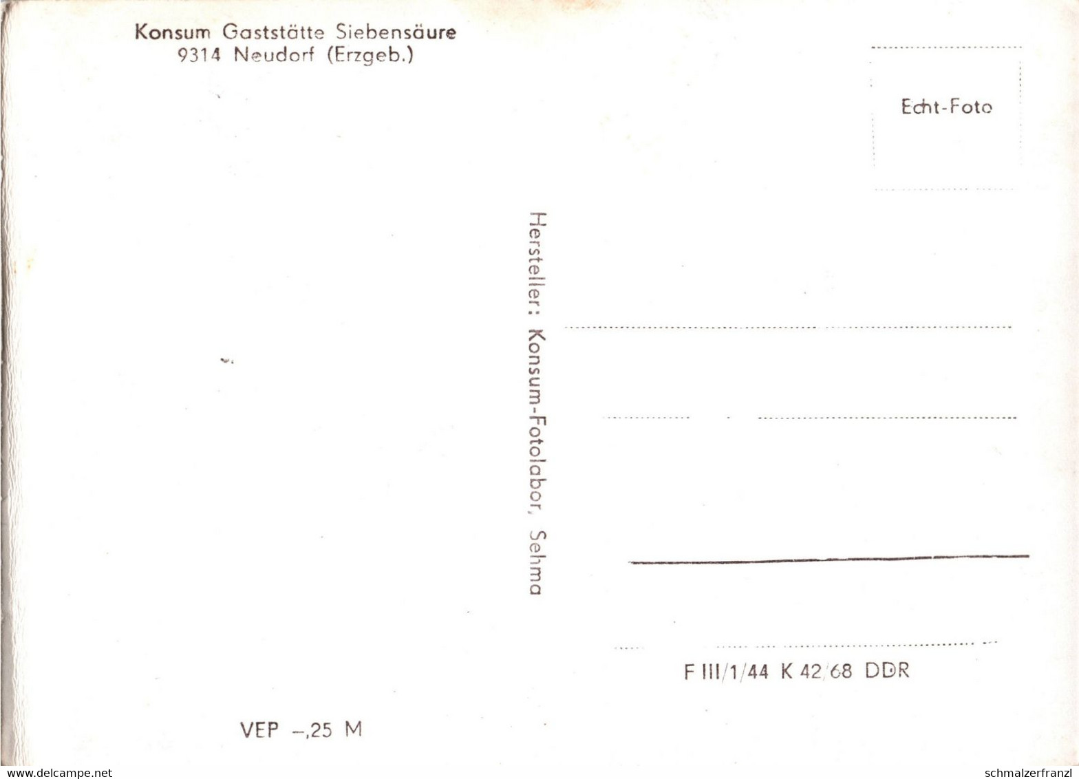 AK Neudorf Konsum HO Gaststätte Siebensäure A Sehma Cranzahl Annaberg Oberwiesenthal Crottendorf Sehmatal Erzgebirge DDR - Sehmatal