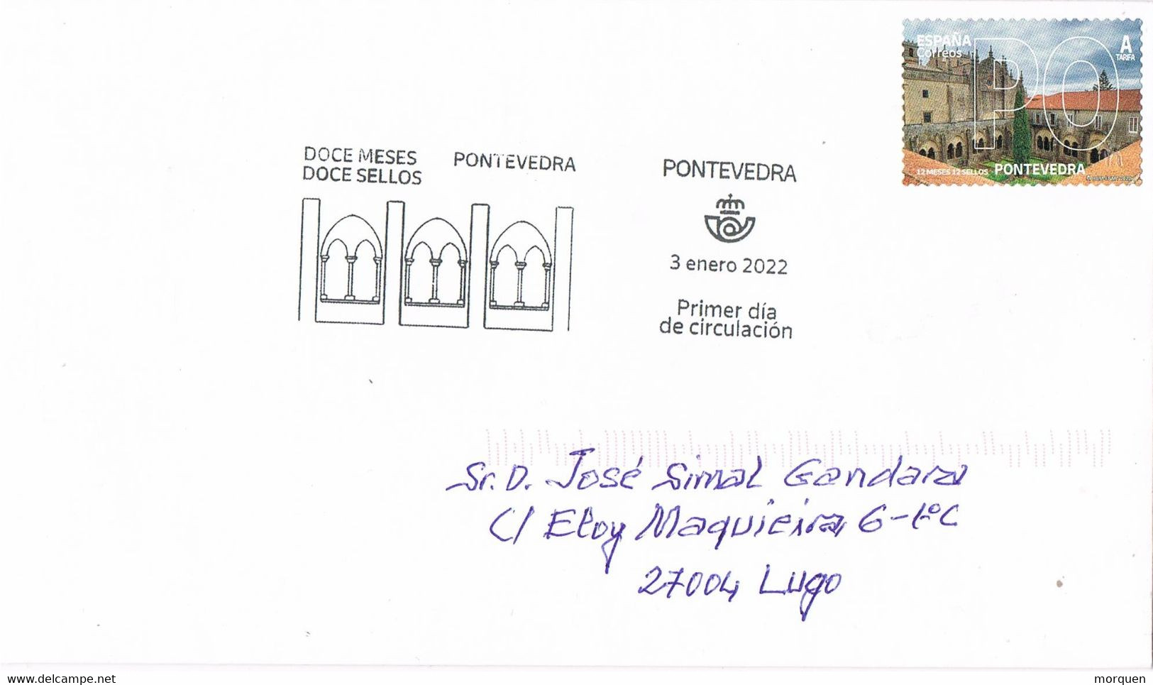 47172. Carta PONTEVEDRA 2022.  Serie 12 Meses, 12 Sellos. Turismo - Cartas & Documentos