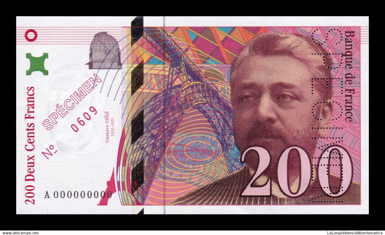 Francia France 200 Francs Gustave Eiffel 1995 Pick 159As Specimen SC UNC - 200 F 1995-1999 ''Eiffel''