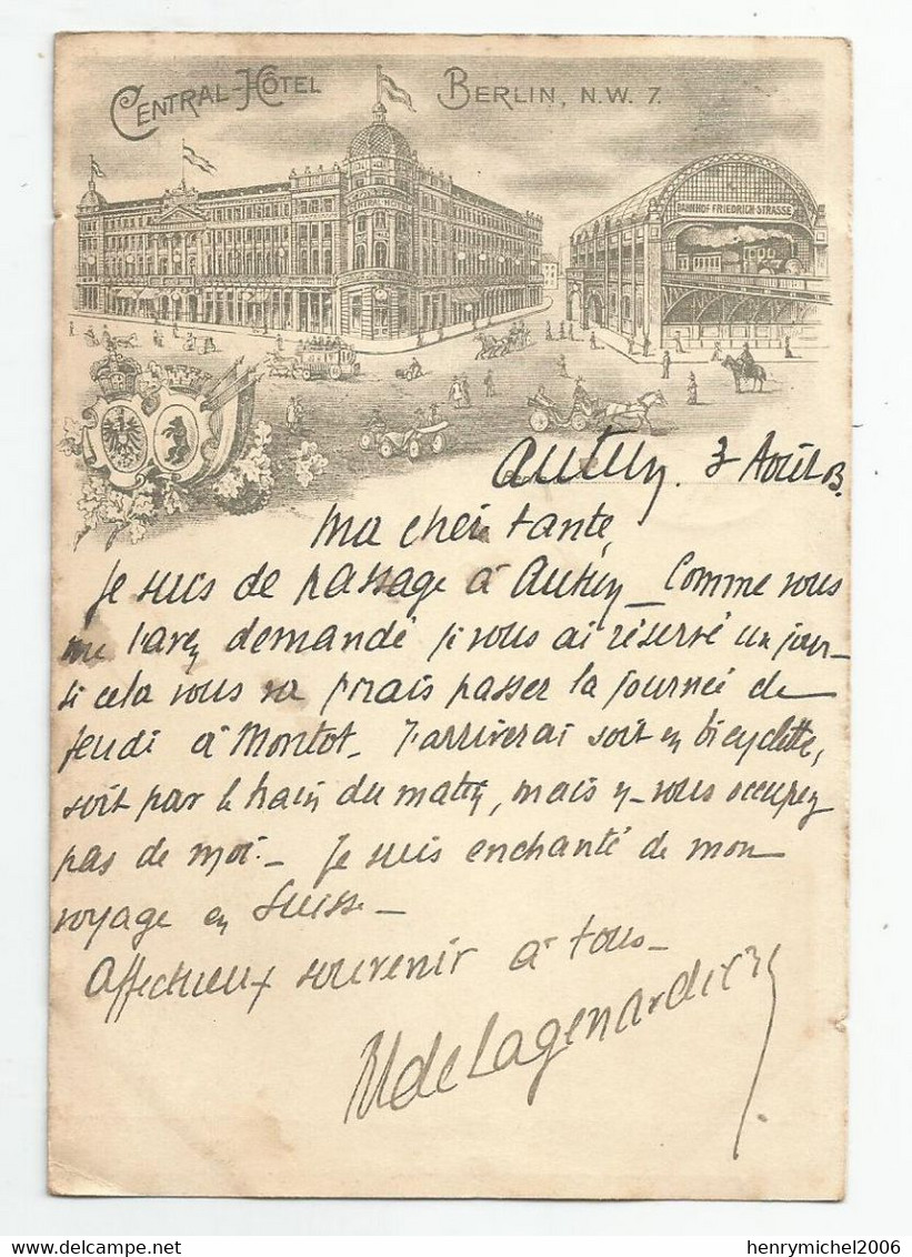 Allemagne Germany Berlin Central Hotel Nw 7 Haus Ranges Pour Chateau De Montot Liernais 21 Cote D'or - Sonstige & Ohne Zuordnung