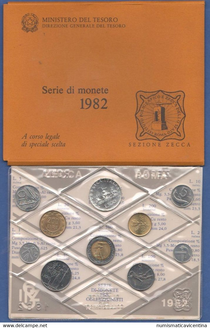ITALIA 1982 Serie Divisionale 10 Valori Lire Con 500 Lire Caravelle  ITALY ITALIE UNC FDC - Mint Sets & Proof Sets