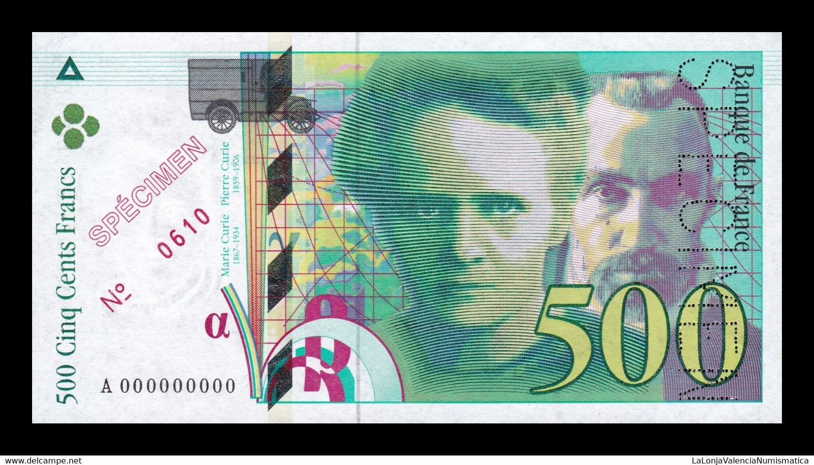 Francia France 500 Francs Pierre, Marie Curie 1994 Pick 160As Specimen SC UNC - 500 F 1994-2000 ''Pierre Et Marie Curie''