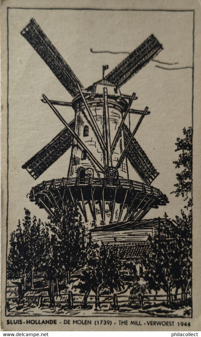 Sluis (Zld) De Molen Verwoest 1944 (niet Standaard) 19?? - Sluis