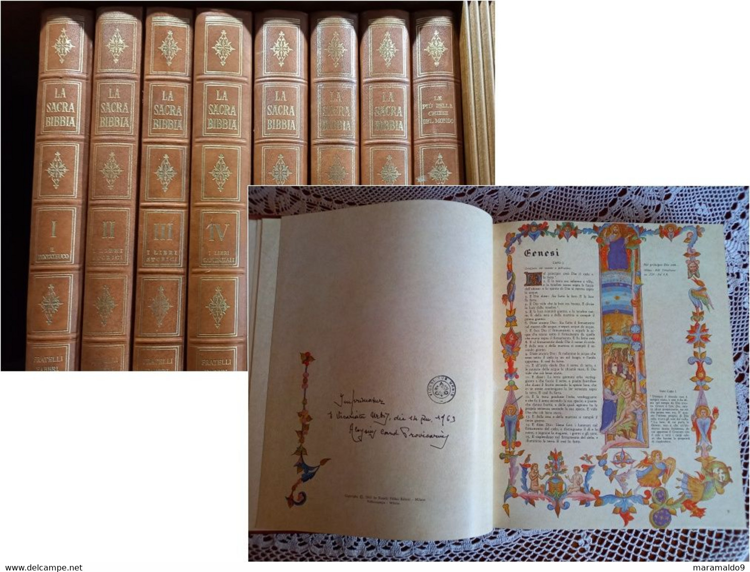 La Sacra Bibbia Illustrata Fratelli Fabbri Editori 1963 Otto Volumi - Sammlungen