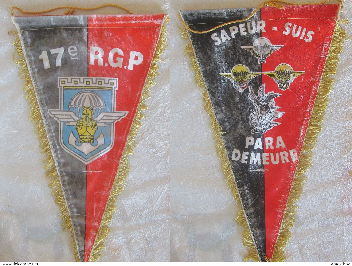 Fanion Militaire - 17e R.G.P Sapeur Suis Paras Demeure - Usé - Flaggen