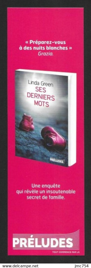 Marque Page  Editions Préludes.    Linda Green.    Bookmark. - Marque-Pages