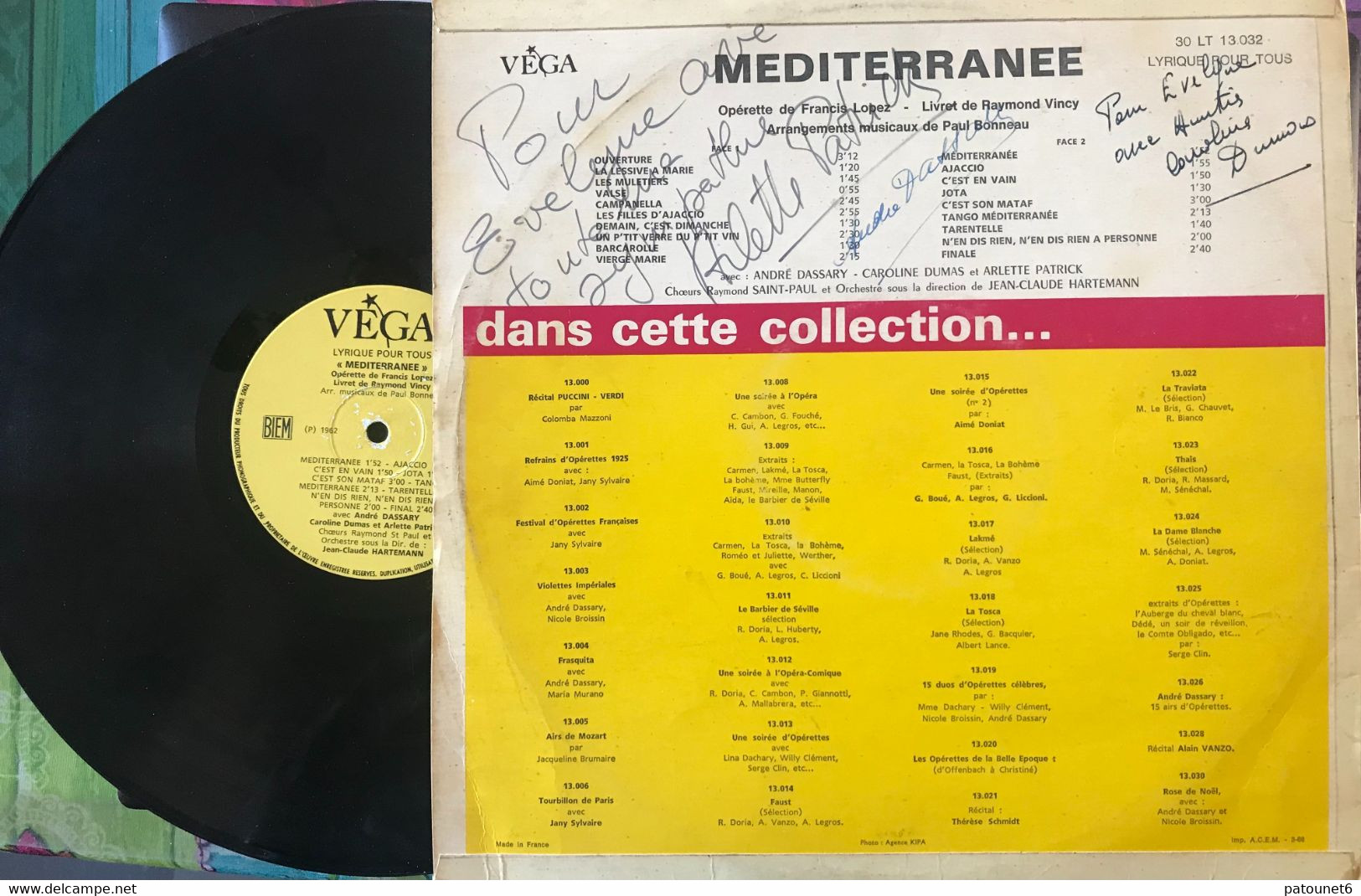 MEDITERRANEE  -  André DASSARY, Caroline DUMAS, Arlette PATRICK  (3 Dédicaces) - Opéra & Opérette