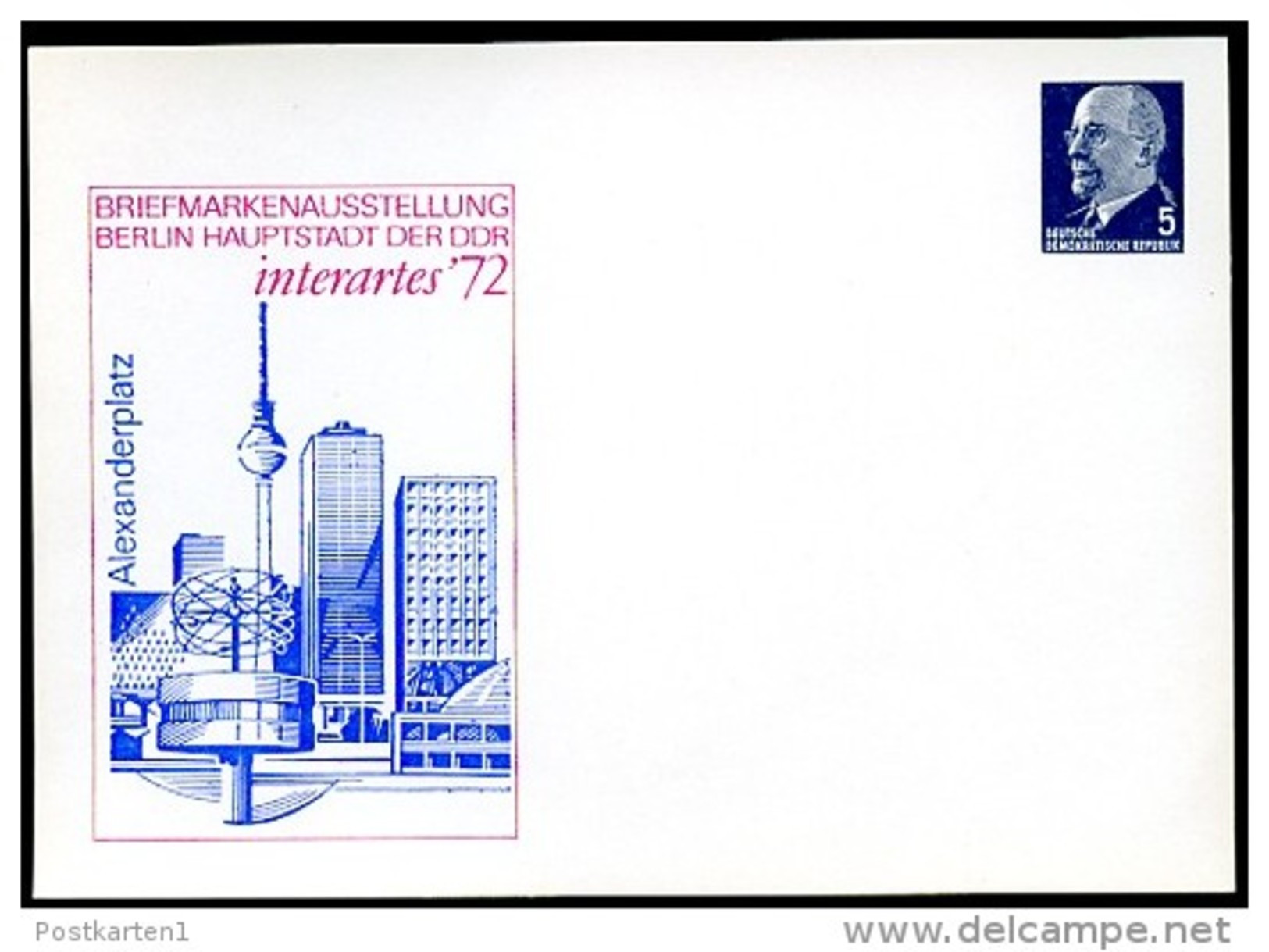 DDR PP8 C2/002b Privat-Postkarte INTERARTES Berlin 1972 - Private Postcards - Mint