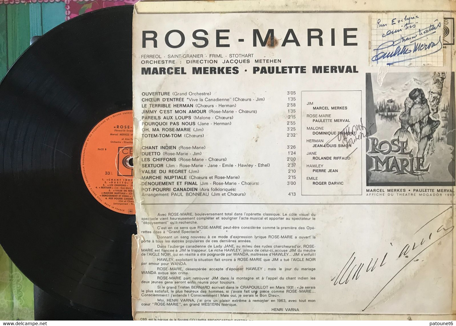 ROSE-MARIE - Marcel MERKEL, Paulette MERVAL, Dominique TIRMONT (3 Dédicaces) - Oper & Operette