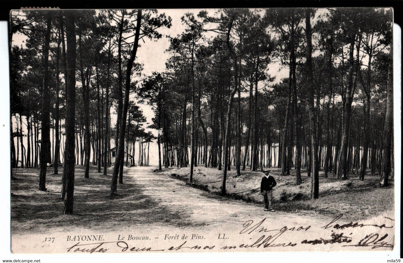 127. Bayonne. Le Boucau. Forêt De Pins. De Olympe à Melle Londaïts à Hasparen. 1906. - Boucau