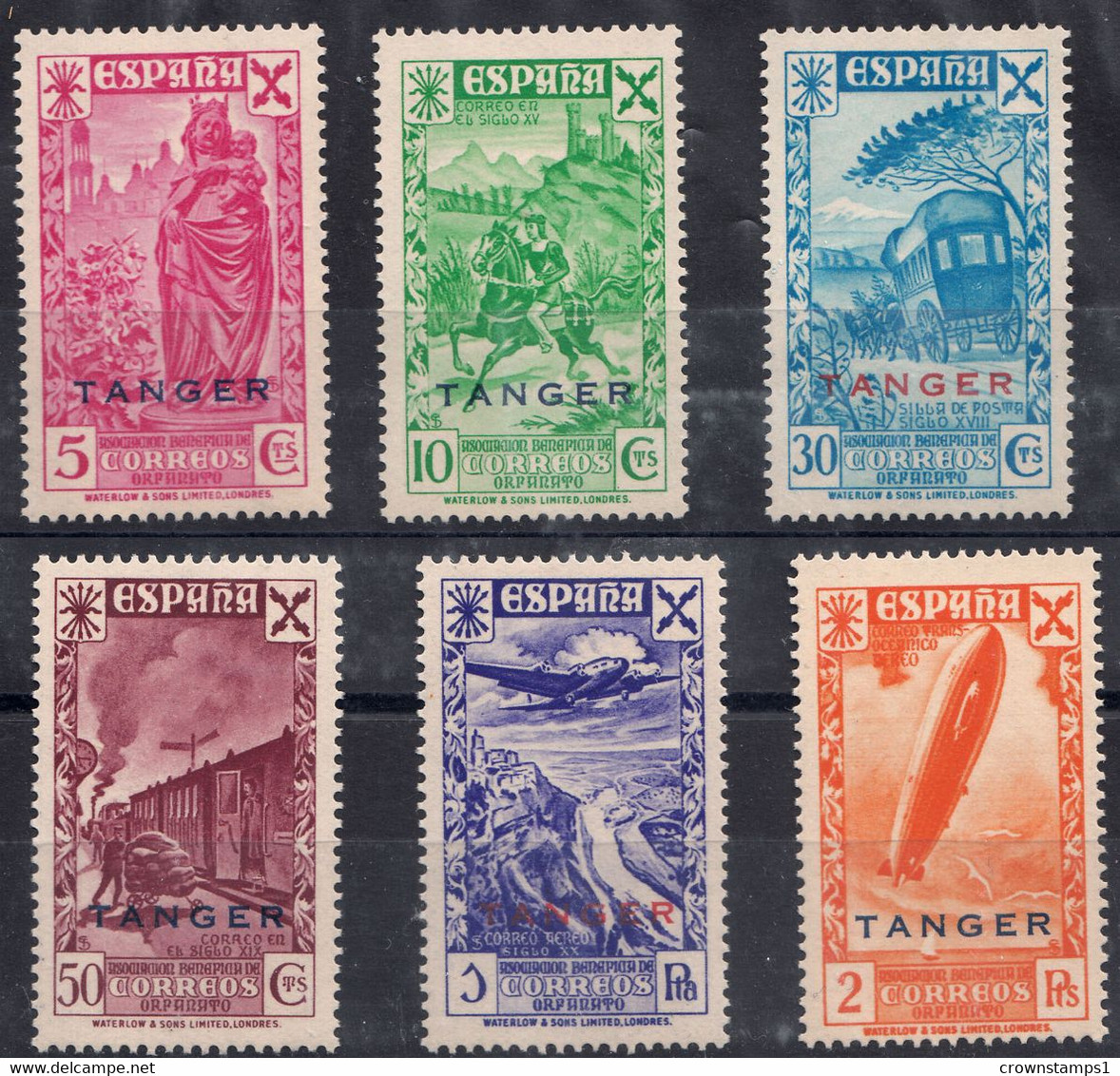 1943 SPANISH TANGIER ORPHANS CHARITY POSTAL HISTORY (ED.17-22) MNH VF - Marruecos Español