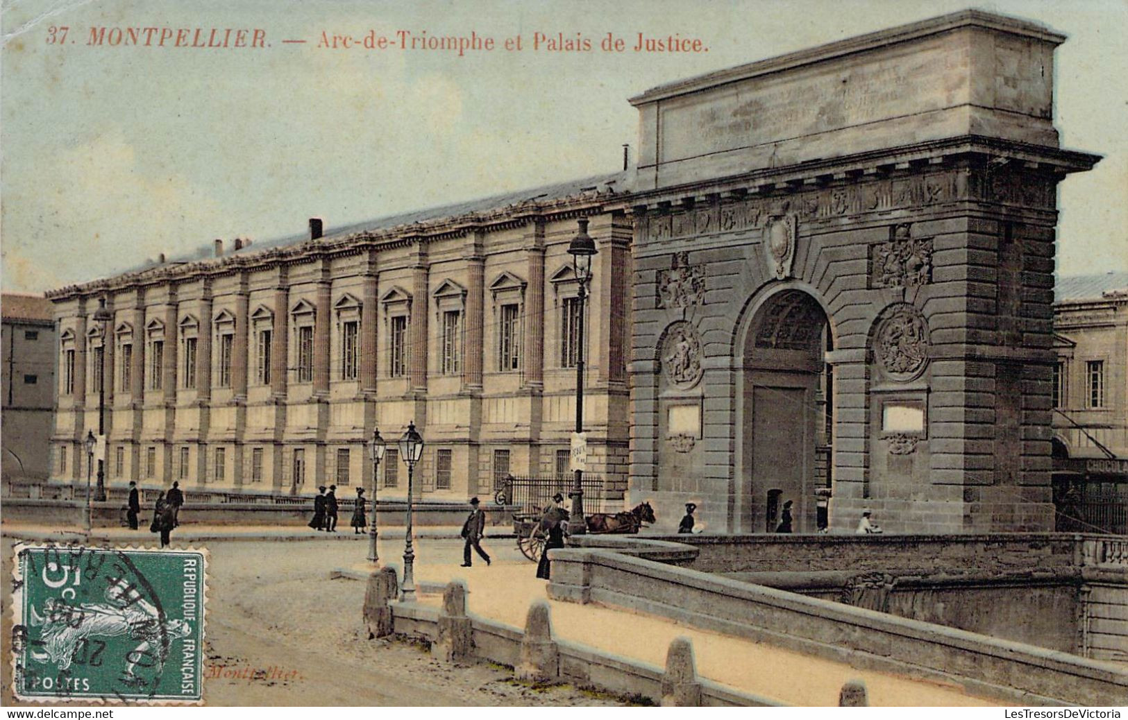 CPA FRANCE - 34 - MONTPELIER - Arc De Triomphe Et Palais De Justice - Animée - Colorisée - Montpellier