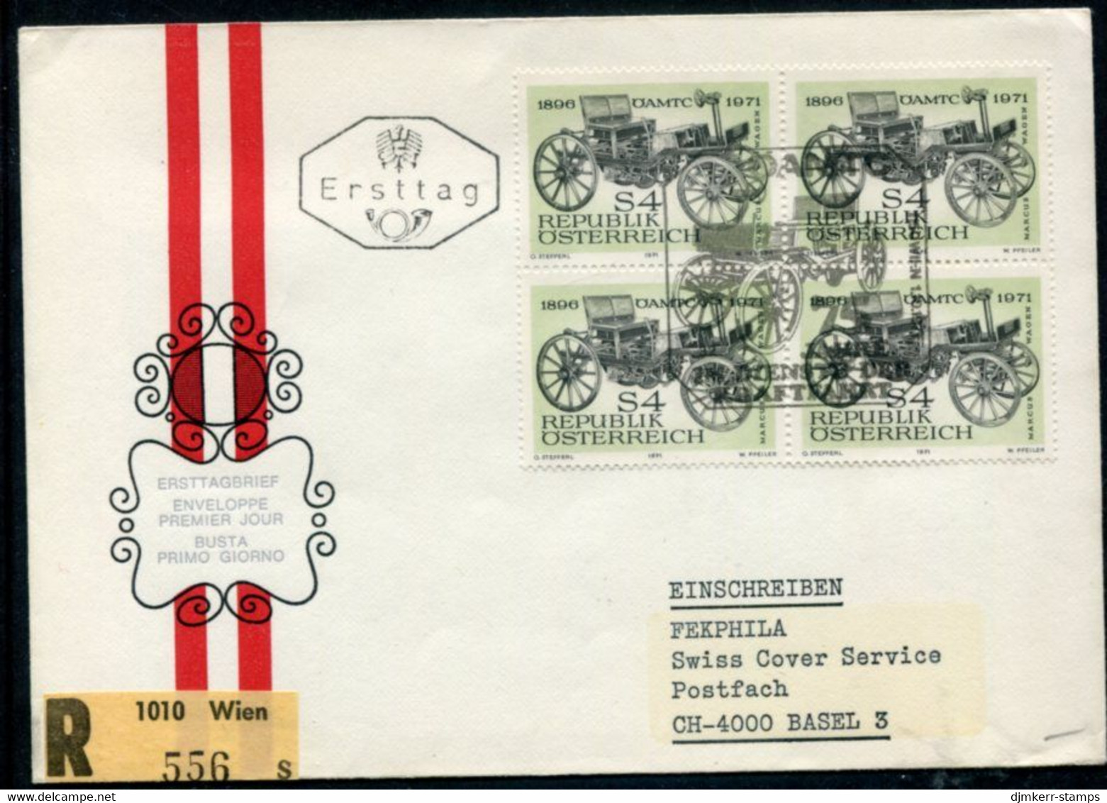 AUSTRIA 1971 Motor Touring Club Block Of 4 On FDC.  Michel 1371 - FDC