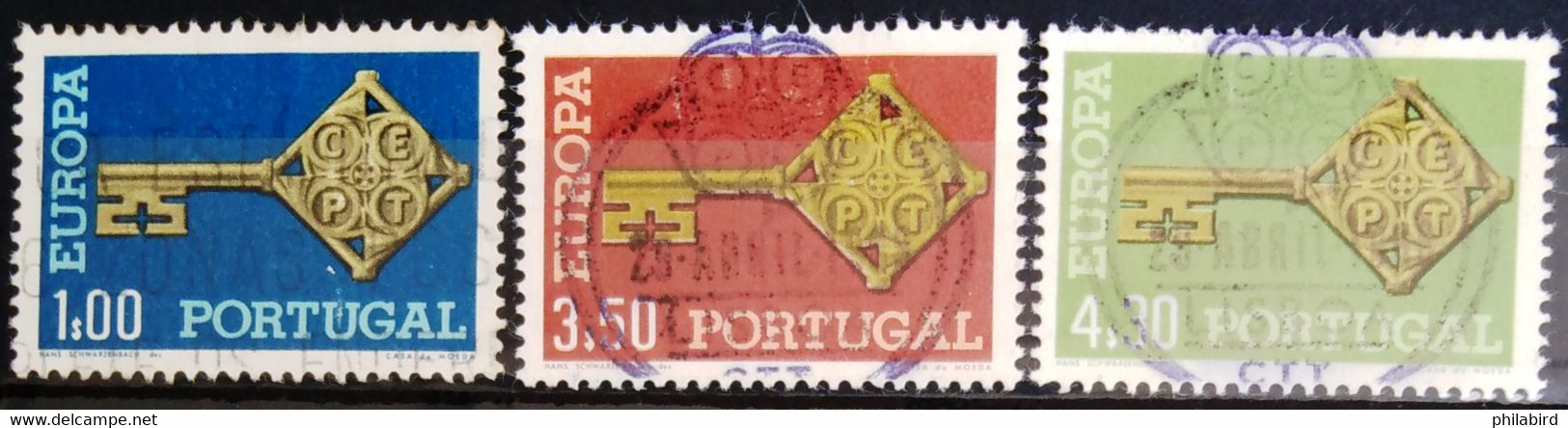 EUROPA 1968 - PORTUGAL                      N° 1032/1034                      OBLITERE - 1968