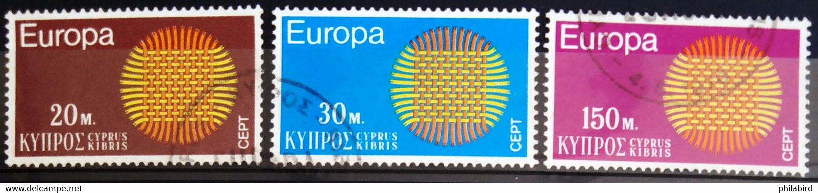 EUROPA 1970 - CHYPRE                      N° 324/326                      OBLITERE - 1970