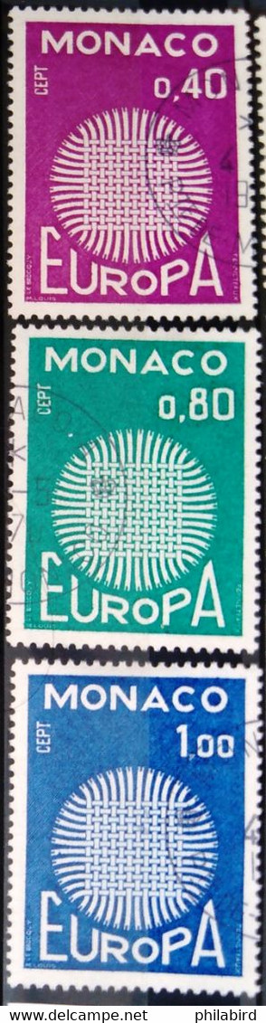 EUROPA 1970 - MONACO                      N° 819/821                     OBLITERE - 1970