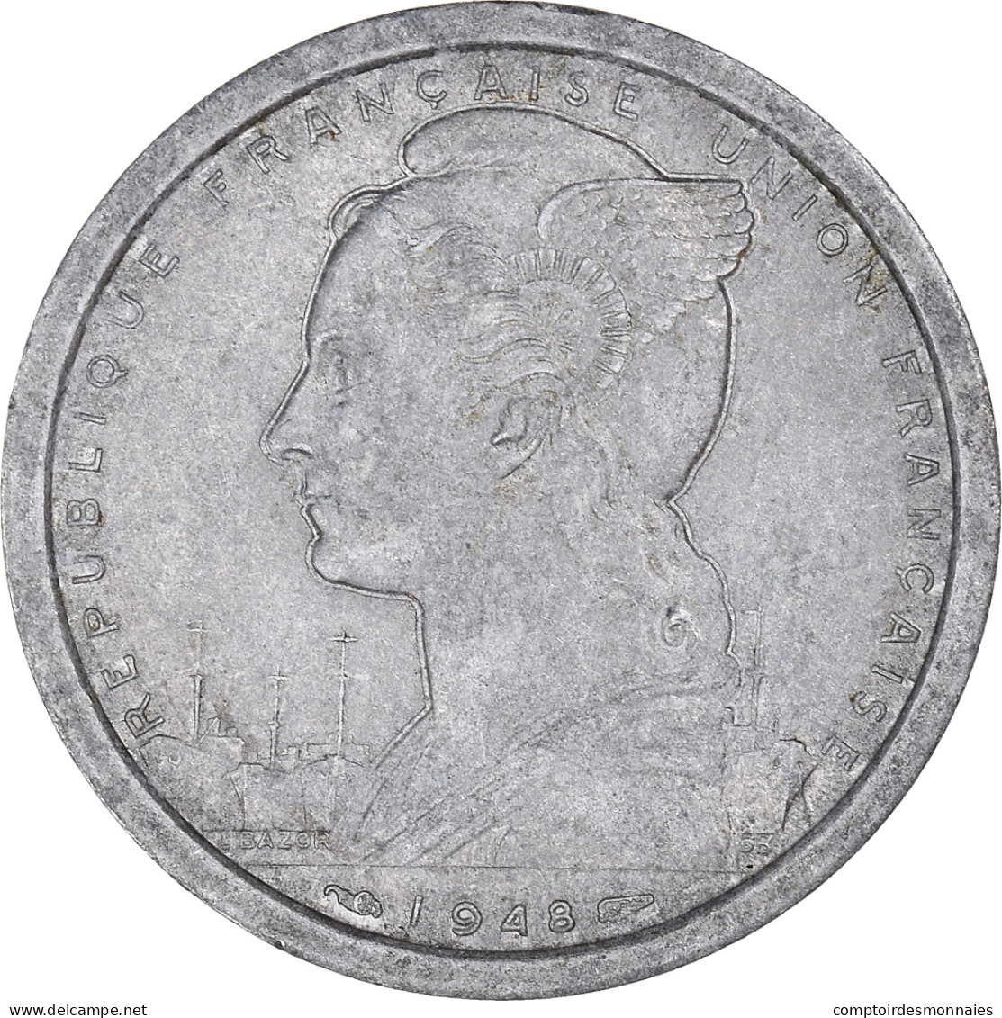 Monnaie, Madagascar, 2 Francs, 1948, Paris, TTB+, Aluminium, KM:4 - Madagaskar