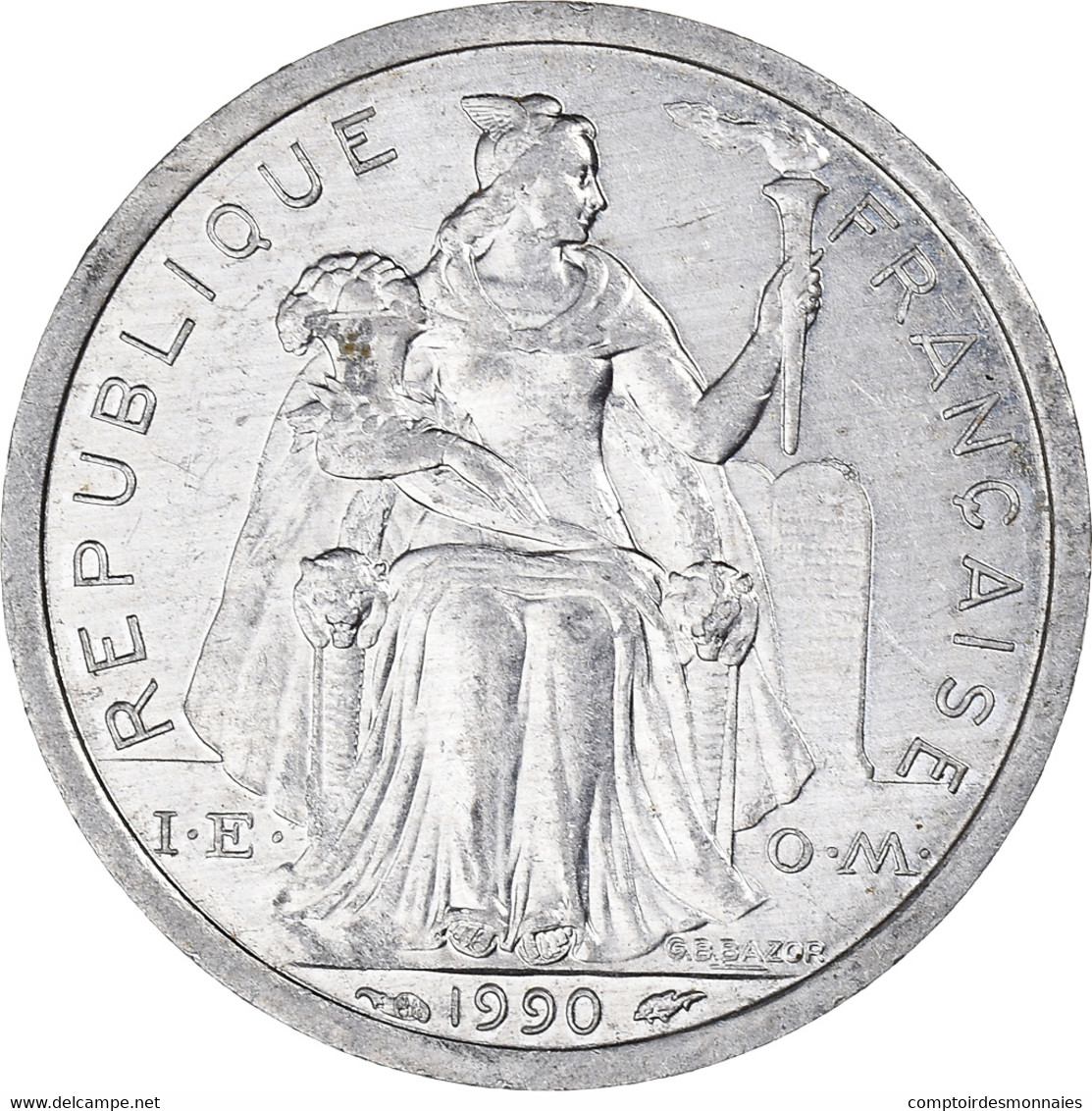 Monnaie, Polynésie Française, Franc, 1990, Paris, TTB+, Aluminium, KM:11 - Frans-Polynesië
