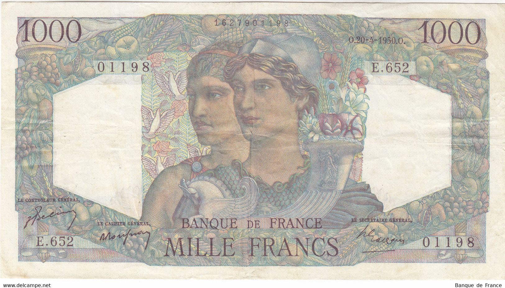 1000 F Minerve Et Hercule Du 20-4-1950 FAY F 41.32 Alph. E.652 - 1 000 F 1945-1950 ''Minerve Et Hercule''