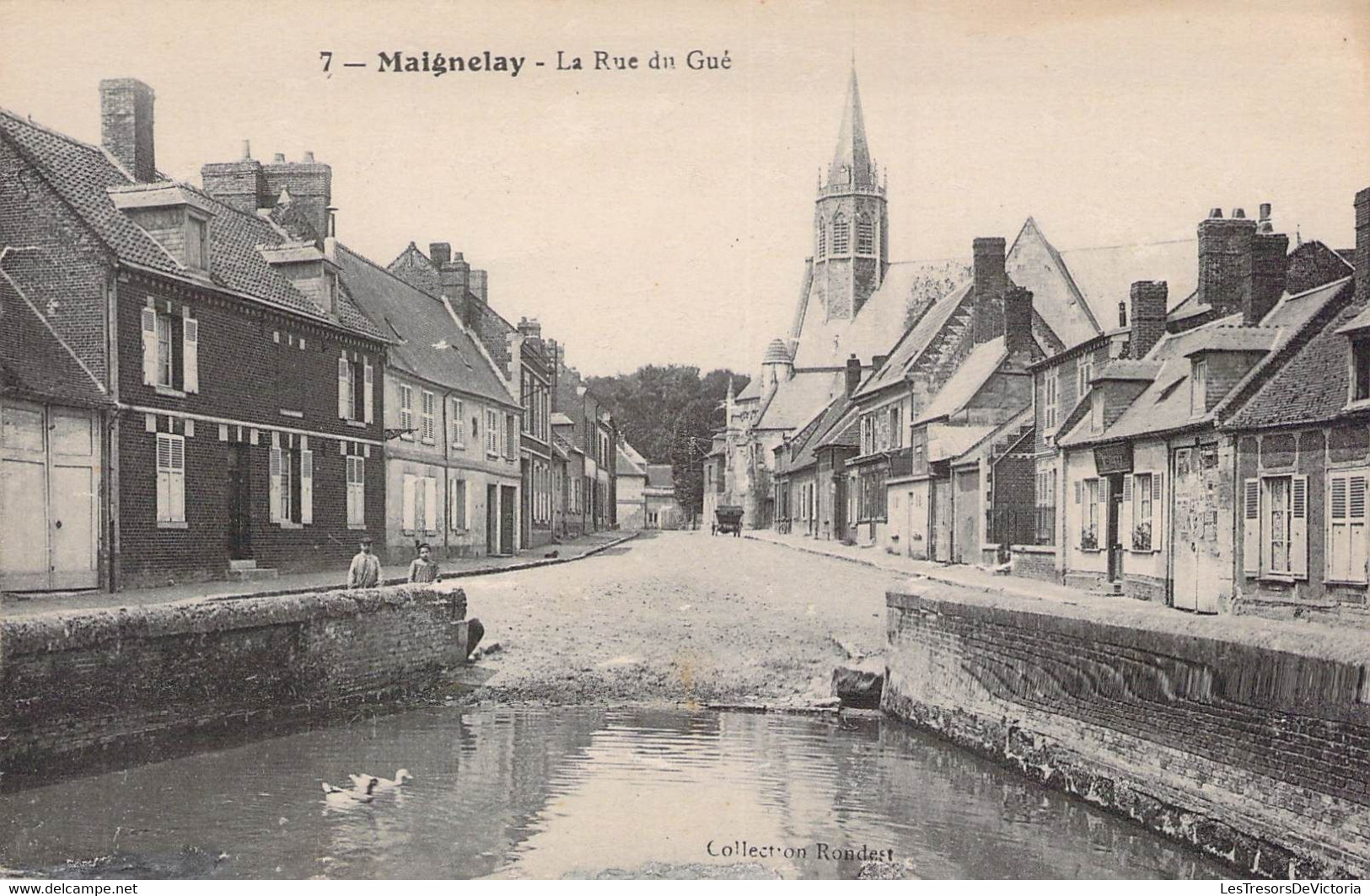 CPA - 60 - MAIGNELAY - La Rue Du Gué - Animation - Mare - Canard - Collection Roudert - Maignelay Montigny