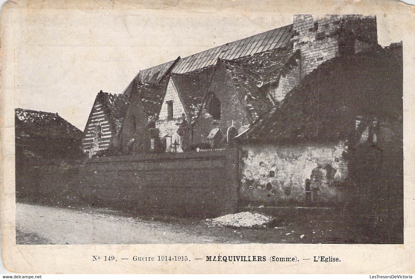 CPA - 80 - MARQUIVILLERS - L'église - Guerre 1914 1915 - Huret PARIS - Picquigny