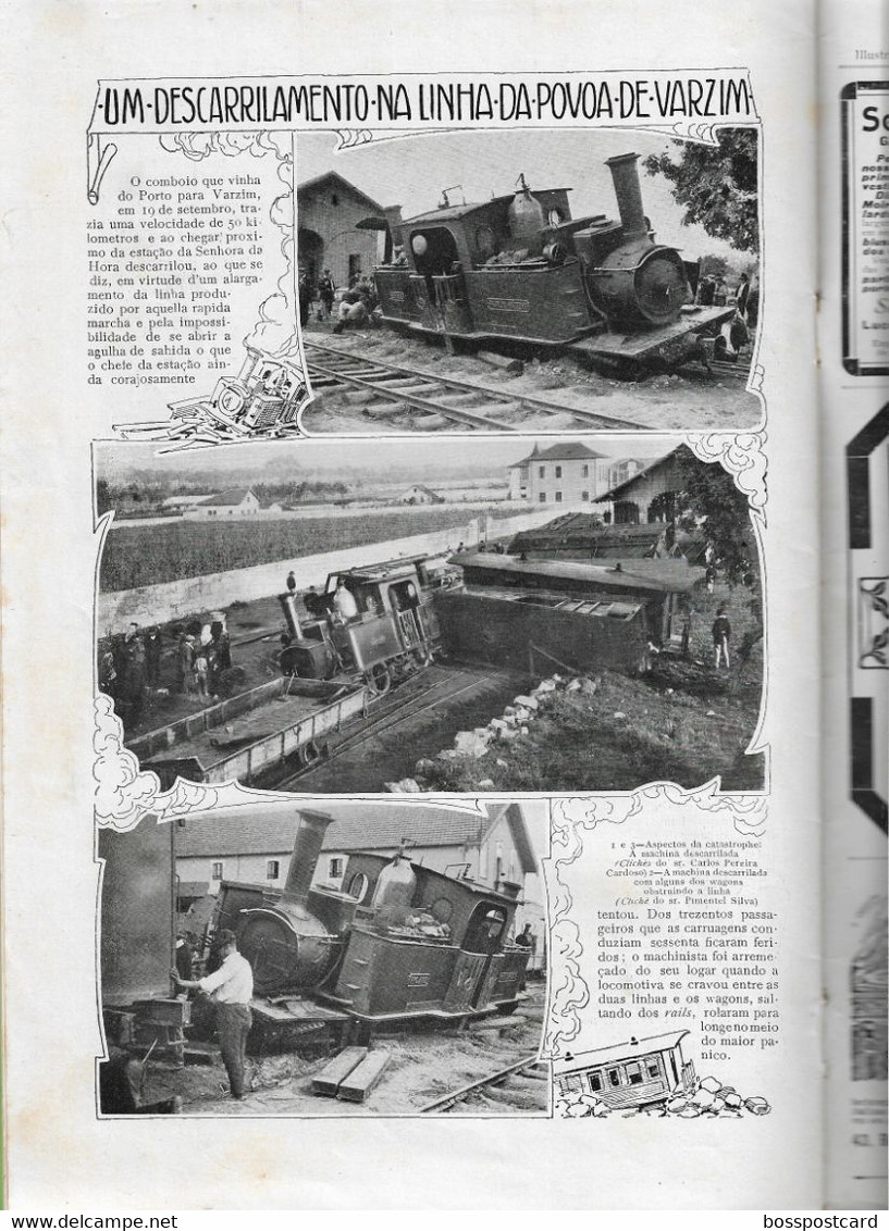 Aldeia da Ponte - Póvoa de Varzim - Caminho de Ferro - Railway - Train - Ilustração Portuguesa Nº 242, 1910 - Portugal