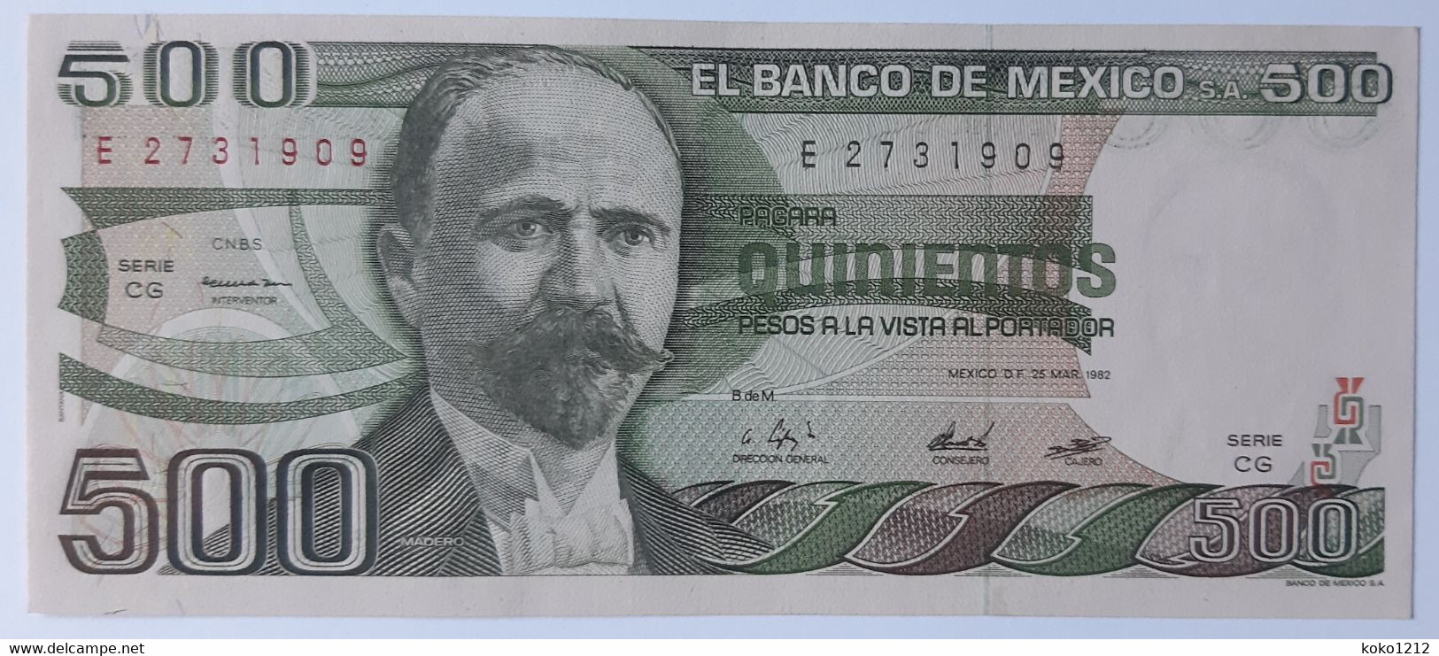 Mexico 500 Pesos 25/3/1982 P75b UNC - Mexico