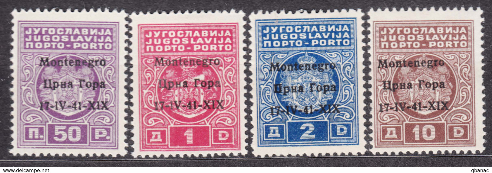 Italy Occupation Of Montenegro 1941 Postage Due Sassone#1,2,3,5 Mint Hinged - Montenegro